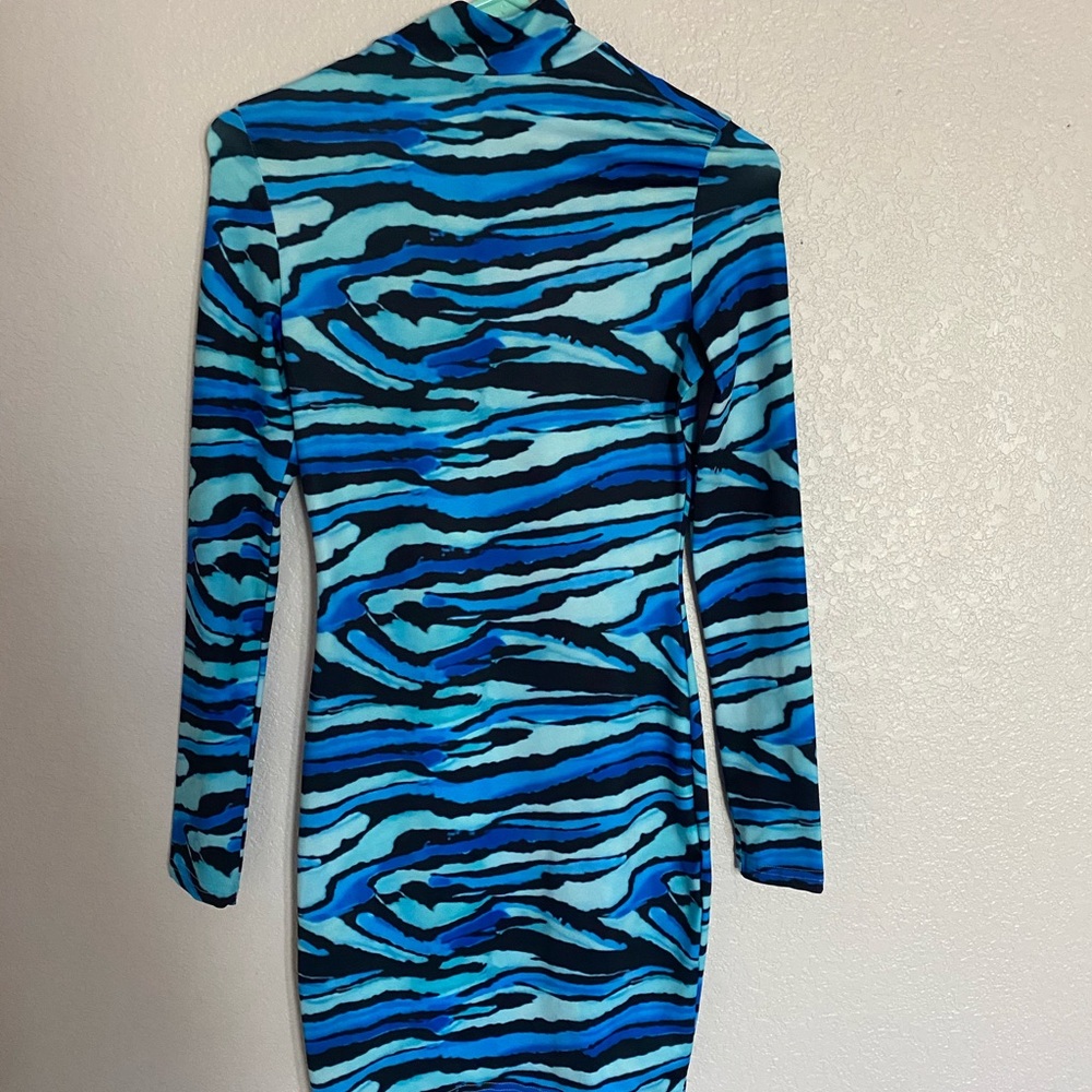 Multi color long sleeve turtleneck dress
